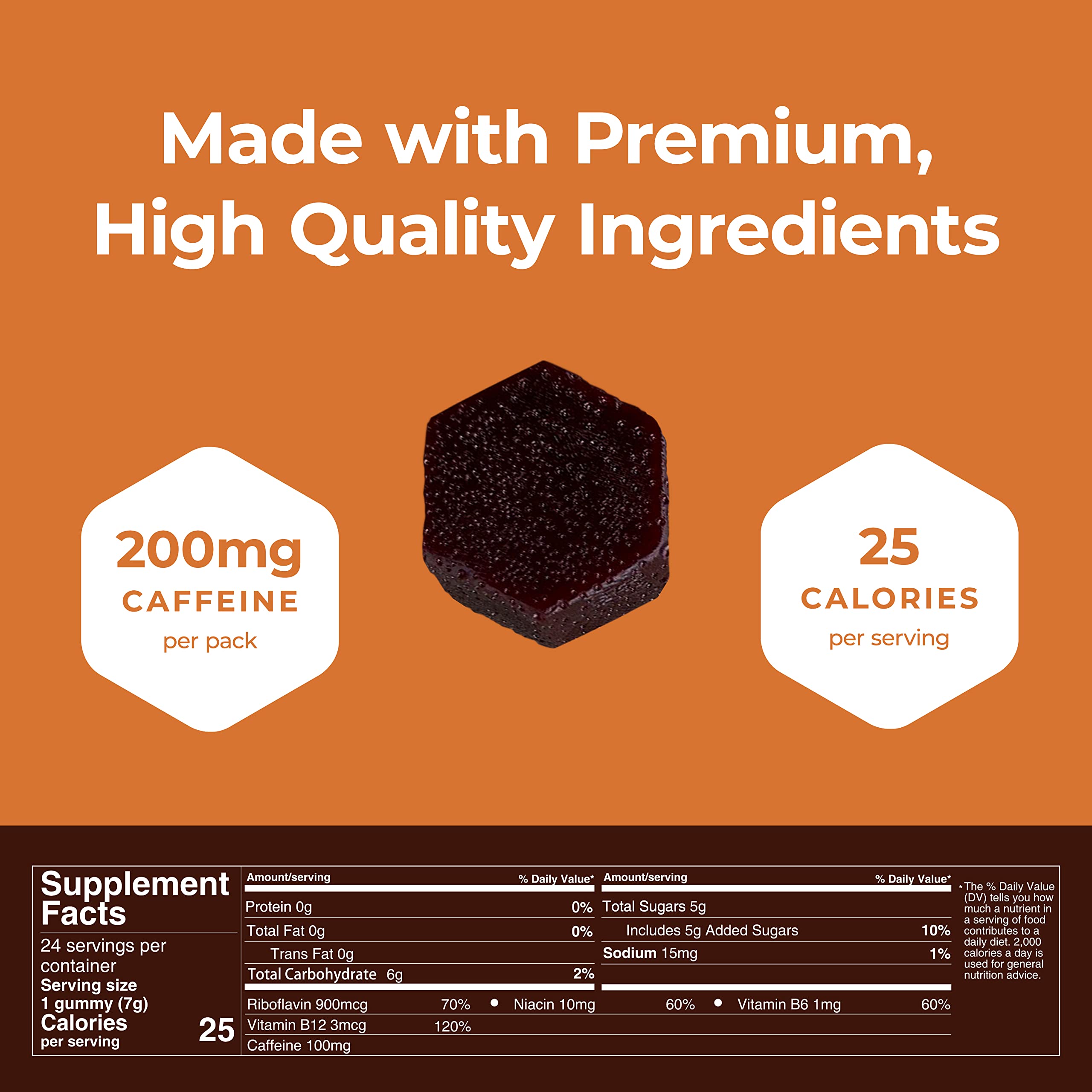 SGC Mocca Shots Salted Caramel individual gummy in hand for quick energy