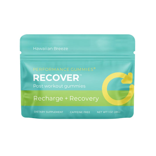 SGC Recover gummies bottle showing Hawaiian Breeze flavor for quick recovery