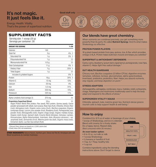 Shakeology vegan protein blend ingredients highlight plant-based energy and recovery potential.