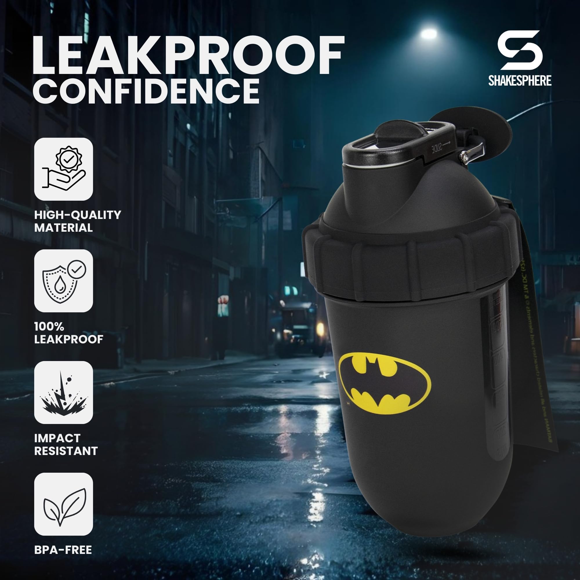 SHAKESPHERE Tritan bottle, crystal-clear and BPA-free, resists odors.