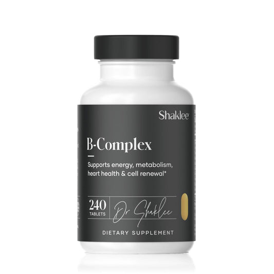 Shaklee B-Complex bottle front for daily energy support.