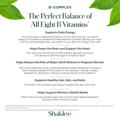Shaklee B-Complex bottle label detail highlighting Bioactivated Absorption System.