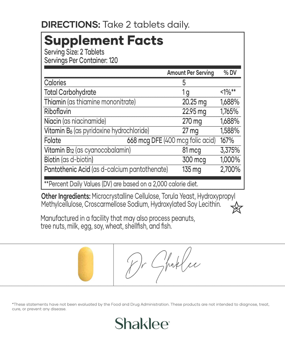 Shaklee B-Complex bottle on counter ready for daily use.