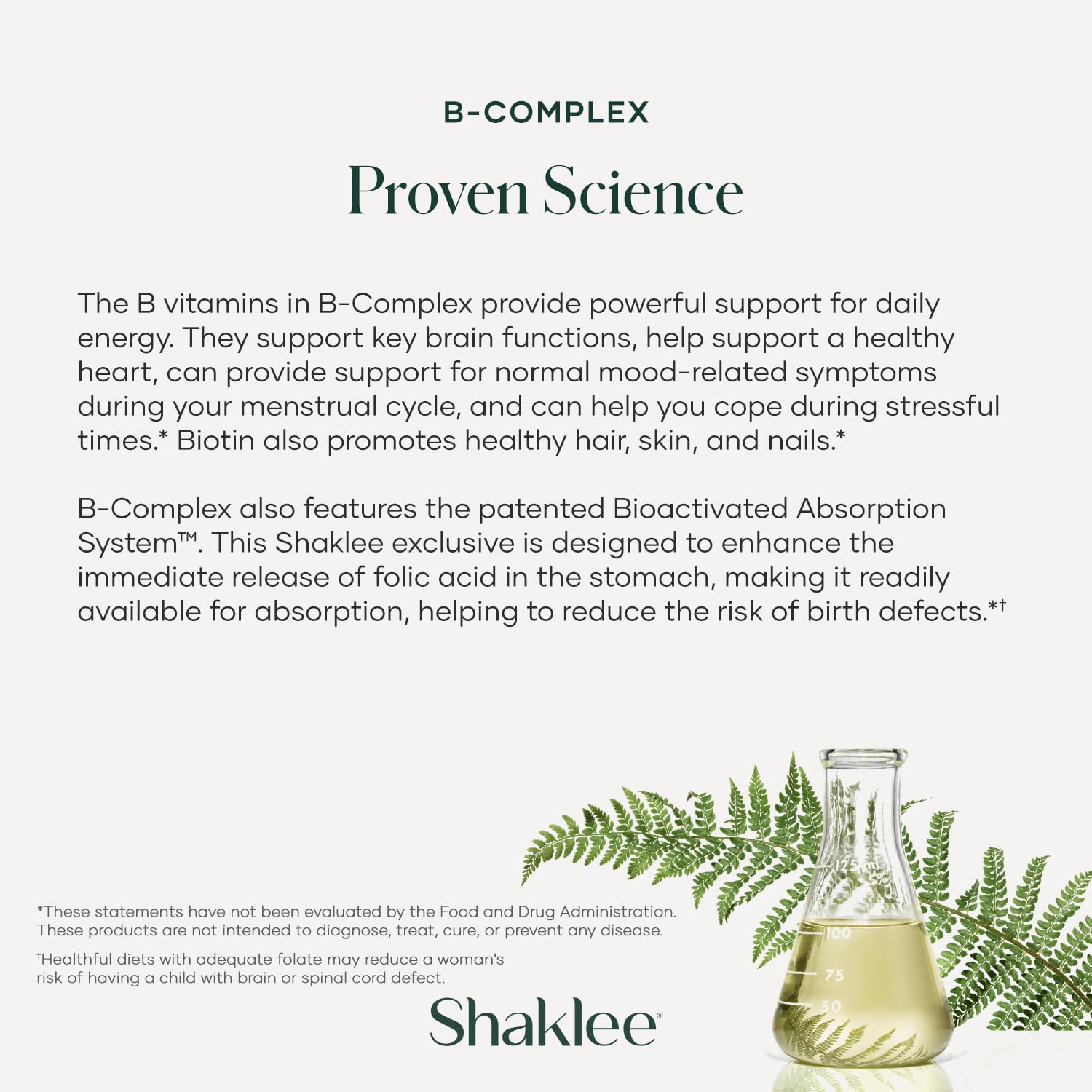 Shaklee B-Complex packaging card with dosage and benefits.