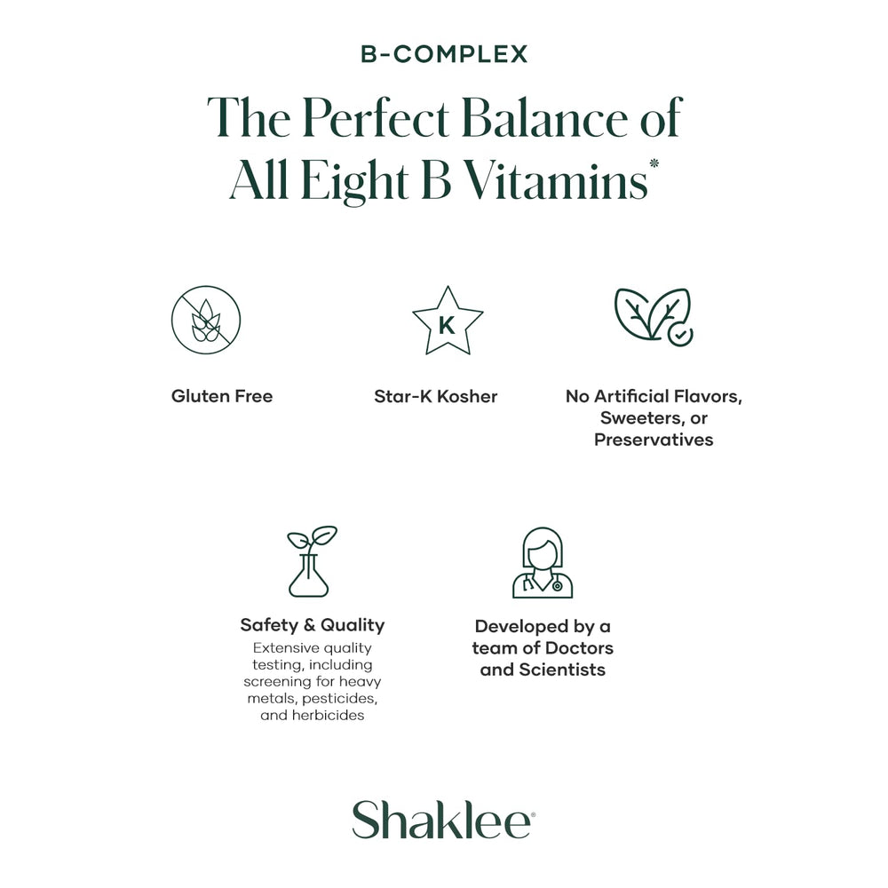 Shaklee B-Complex tablets in hand ready for daily intake.