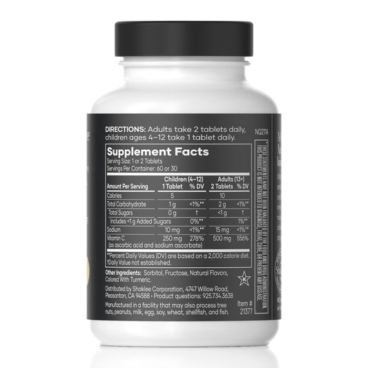 Front view of Shaklee Vita-C 250mg bottle with bright label.