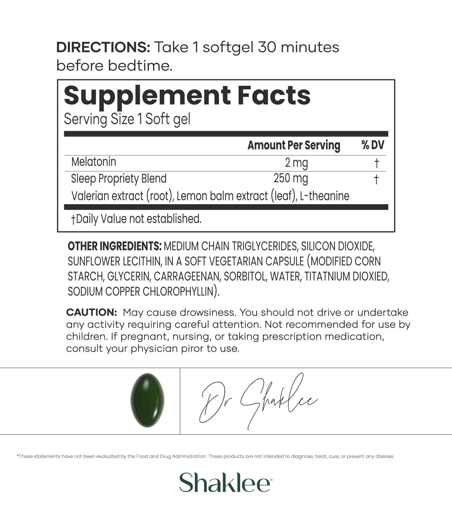 Shaklee Dream Serene label closeup highlighting calming botanicals for sleep