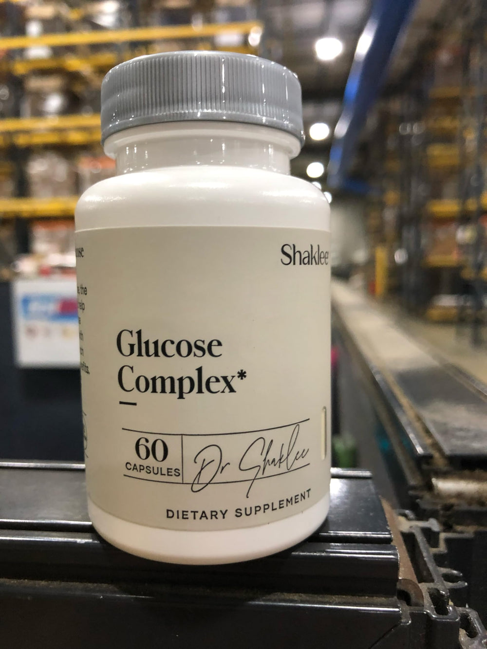 Shaklee Glucose Complex bottle label highlights ingredients for balanced nutrition.