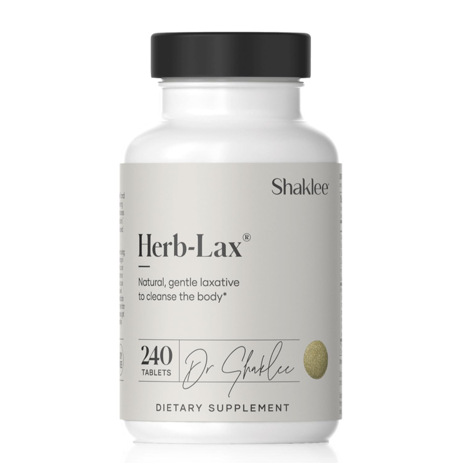 Shaklee Herb-Lax bottle front showing gentle occasional irregularity support