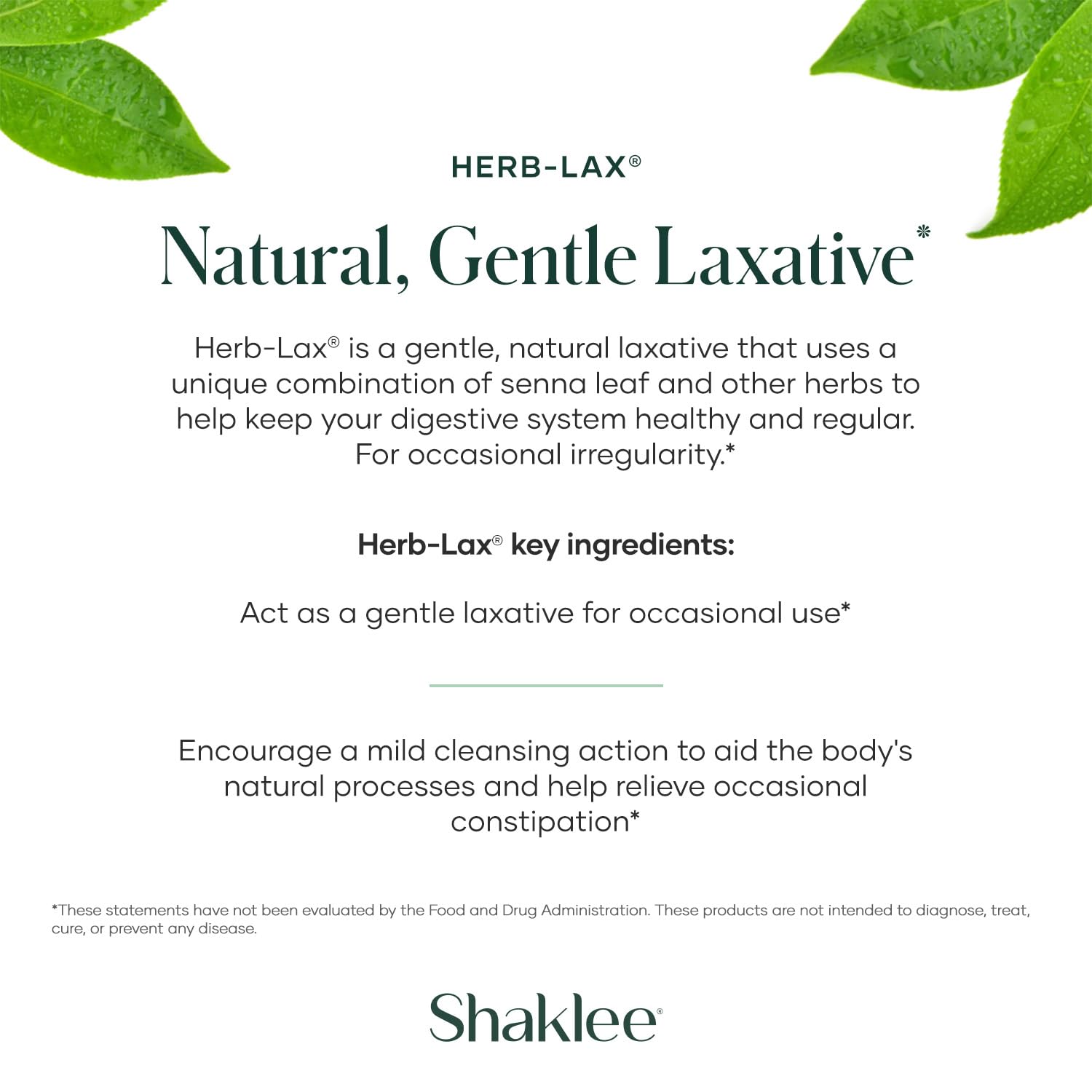 Shaklee Herb-Lax herbal ingredients close-up for natural digestive support