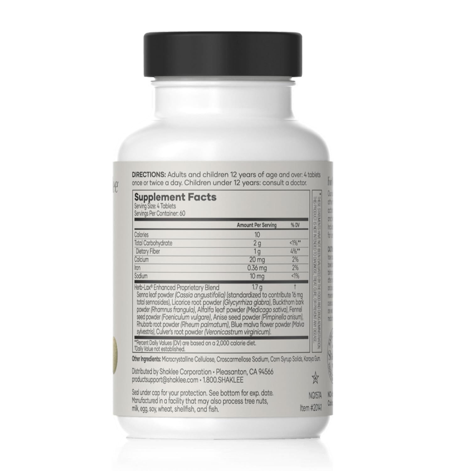 Shaklee Herb-Lax tablets close-up highlighting herbal laxative formula