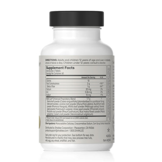 Shaklee Herb-Lax tablets close-up highlighting herbal laxative formula