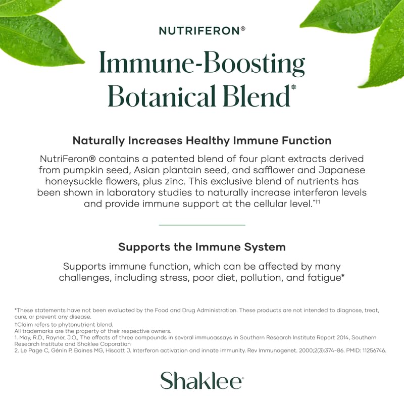 Shaklee NutriFeron four-plant extract blend highlights natural immune support.