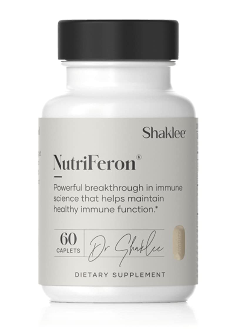 Shaklee NutriFeron bottle with interferon-boosting blend for immune support.
