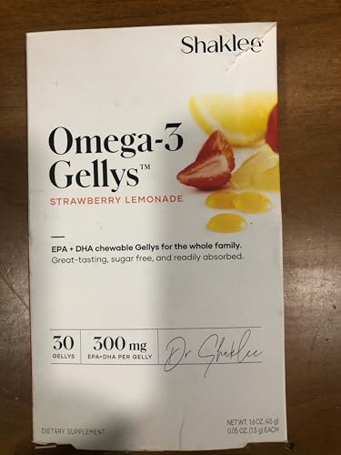 Close-up of Shaklee Omega-3 Gellys gummies in strawberry lemonade flavor, tasty and easy to take.