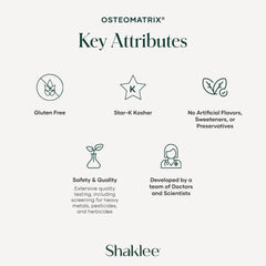 Shaklee OsteoMatrix daily dosage panel notes two doses with meals