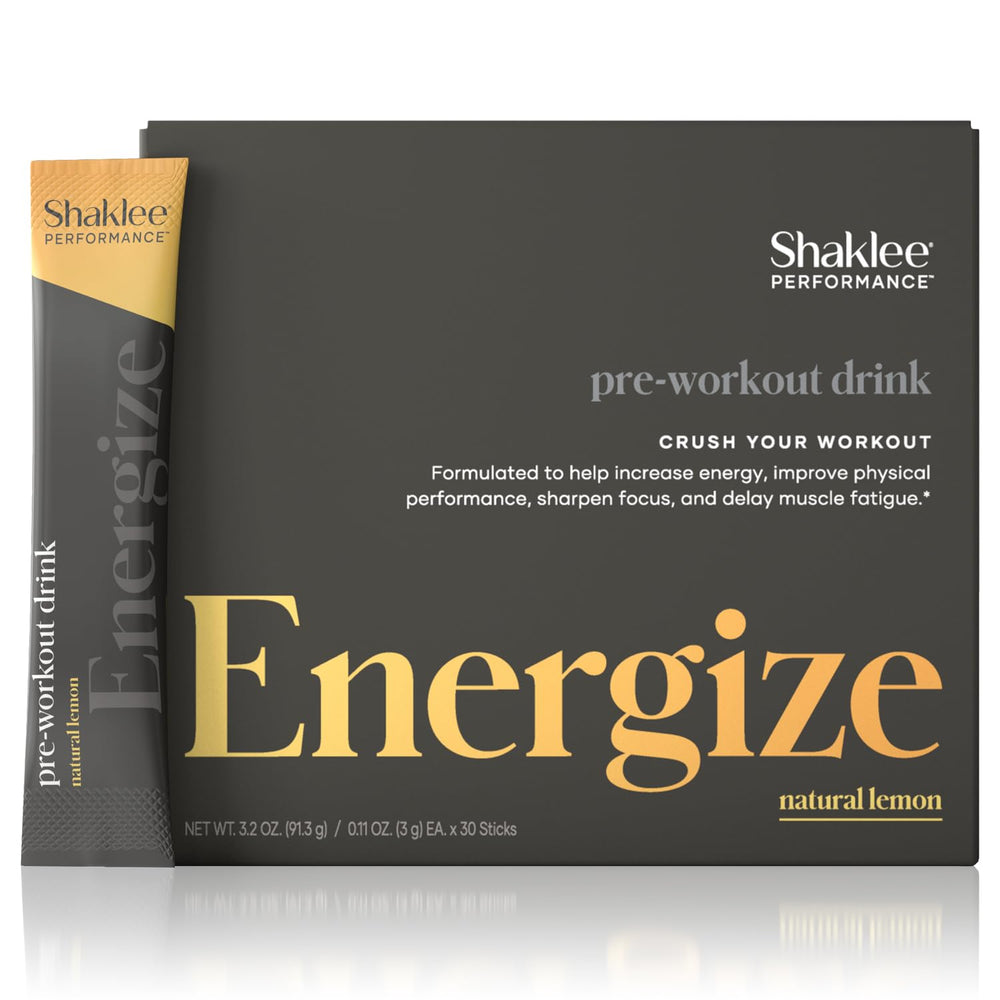 Shaklee Performance pre-workout bottle showing lemon energy for workouts