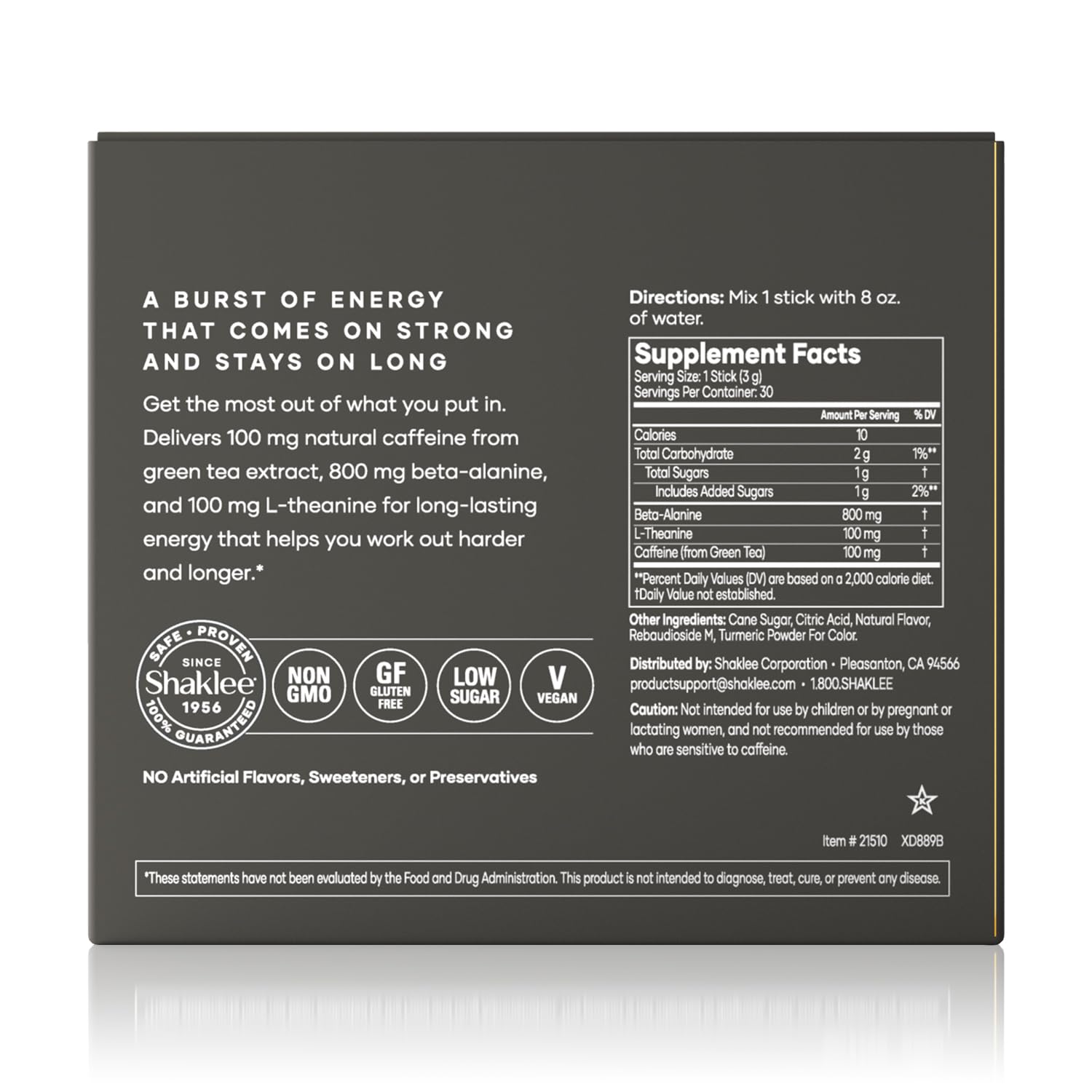 Shaklee lemon pre-workout stick-pack close-up for on-the-go energy