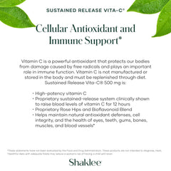Shaklee sustained-release technology graphic indicating gradual vitamin C delivery.