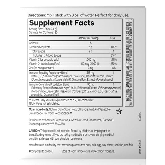 Shaklee Triple Defense Boost label closeup highlighting product blend