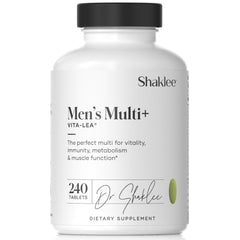 Shaklee Vita-Lea Men bottle closeup showing high potency multivitamins for daily energy