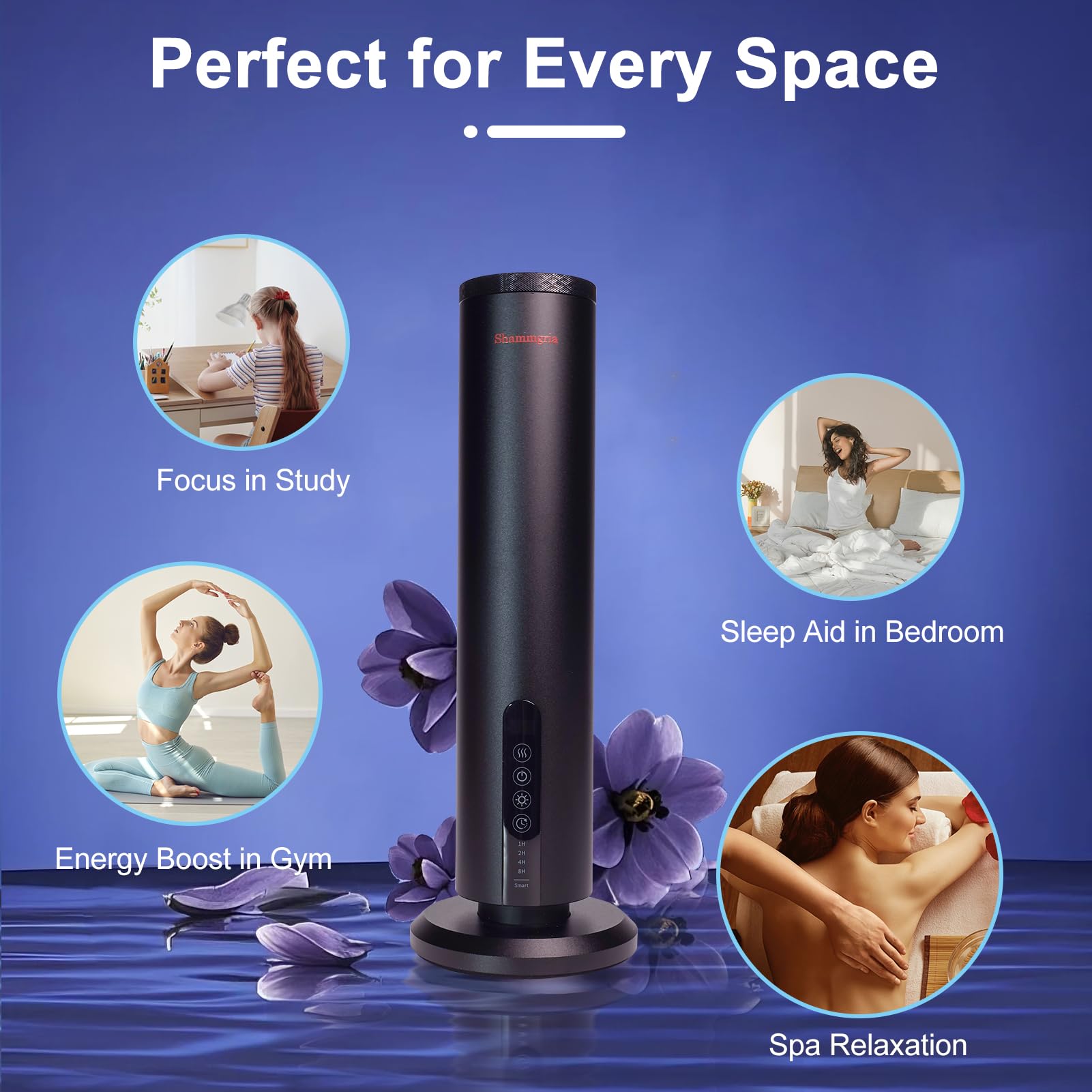 Shammgria air diffuser timer display showing programmable cycles for daily scent routines.