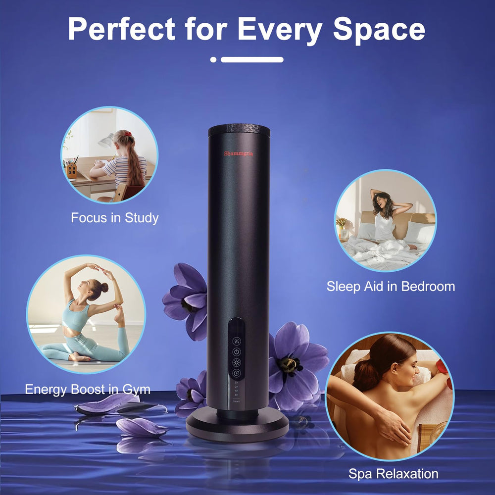 Shammgria air diffuser timer display showing programmable cycles for daily scent routines.