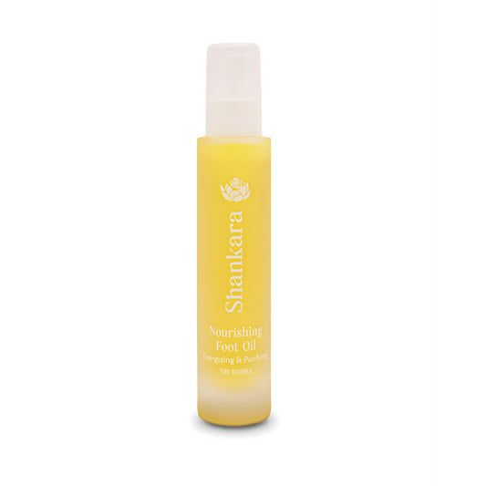 Shankara Nourishing Foot Oil bottle pour for quick absorption and refreshing feet.