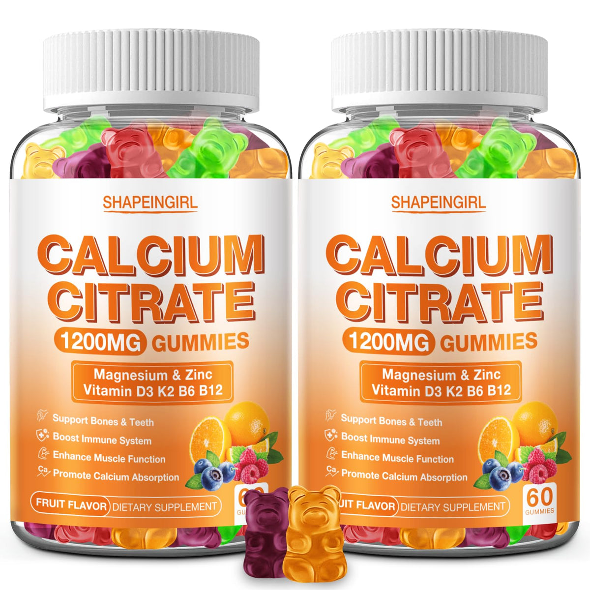 SHAPEINGIRL 1200mg calcium citrate bottle pour for easy dosing.