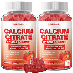 Shapeingirl 1200mg calcium citrate strawberry bottle supports bone and muscle health