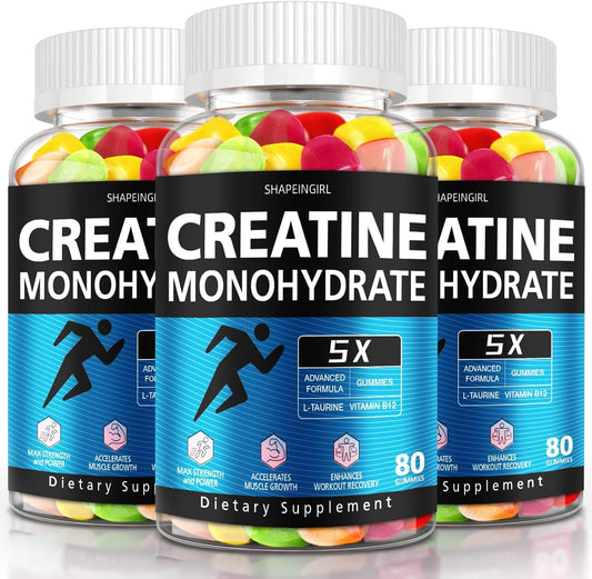 Shapeingirl Creatine Monohydrate Gummies bottle for energy support during workouts.