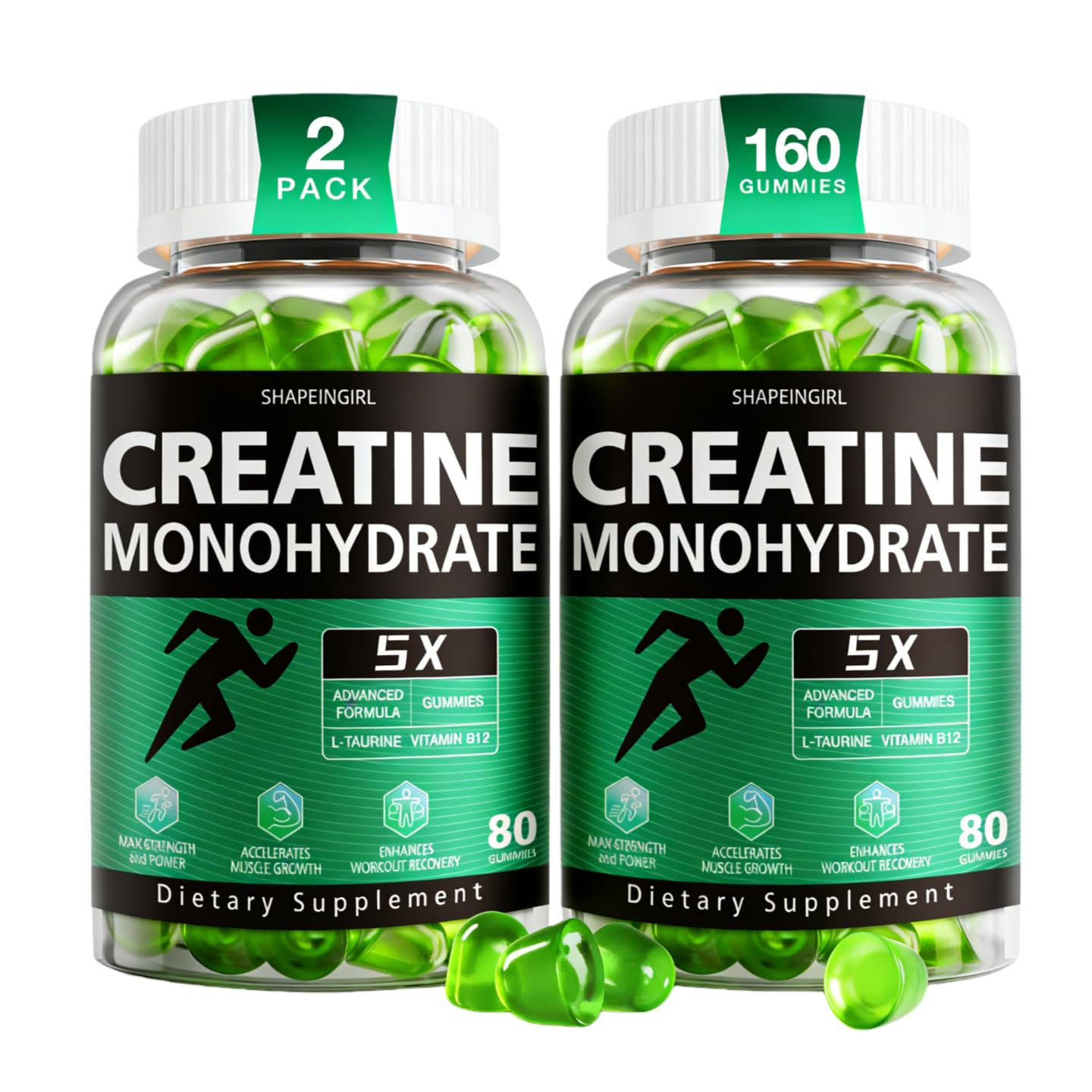 Shapeingirl Creatine Monohydrate Gummies bottle for convenient daily workout support.