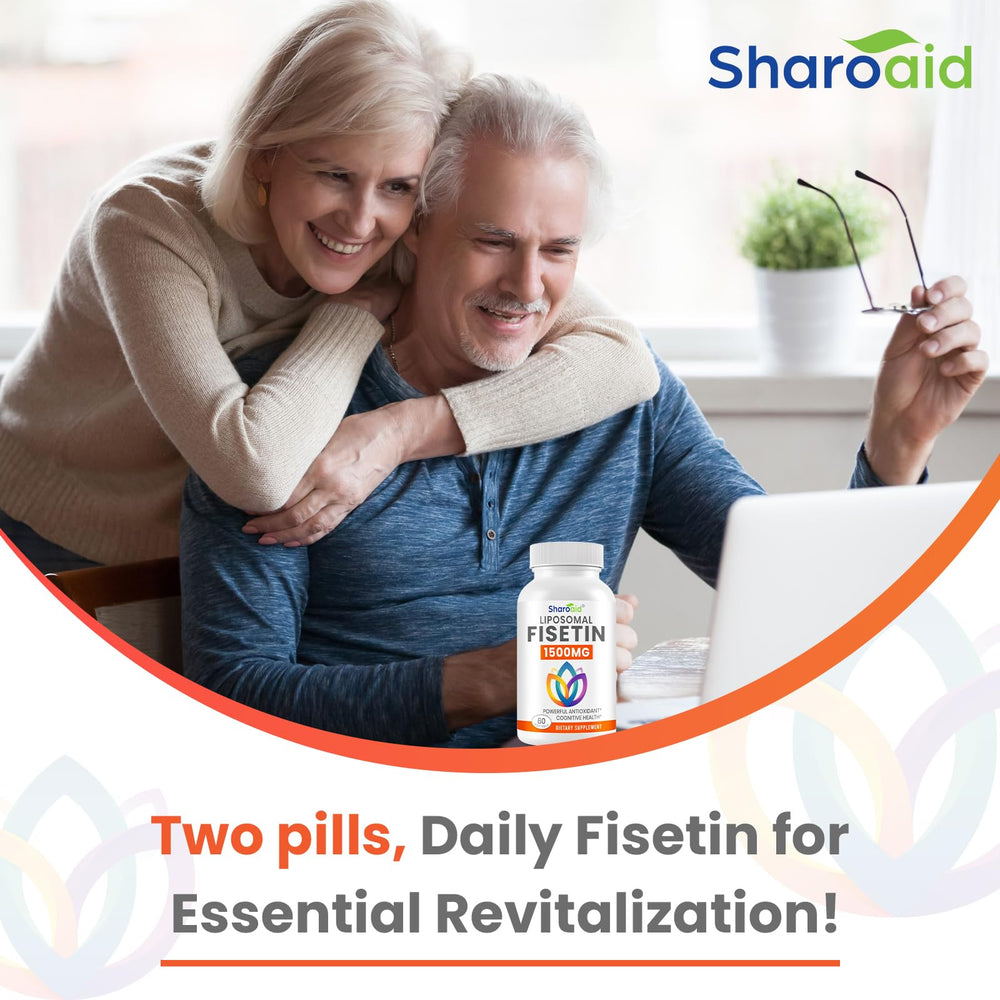 Sharoaid Fisetin softgels in hand suggesting easy daily routine
