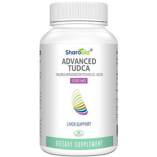 Sharoaid Tudca bottle front highlighting high-potency liver support