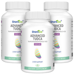 Sharoaid Tudca bottle-front view highlighting premium liver support formula.