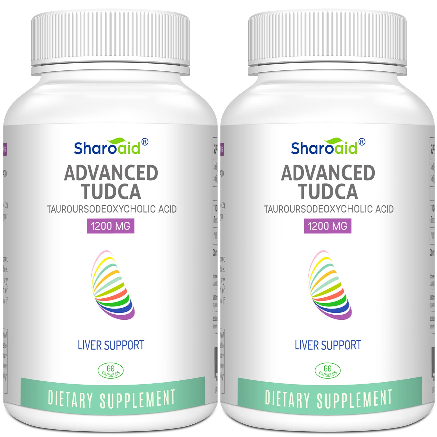 Sharoaid TUDCA liver support bottle front view highlighting high potency 1200 mg