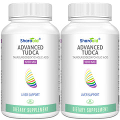 Sharoaid TUDCA liver support bottle front view highlighting high potency 1200 mg