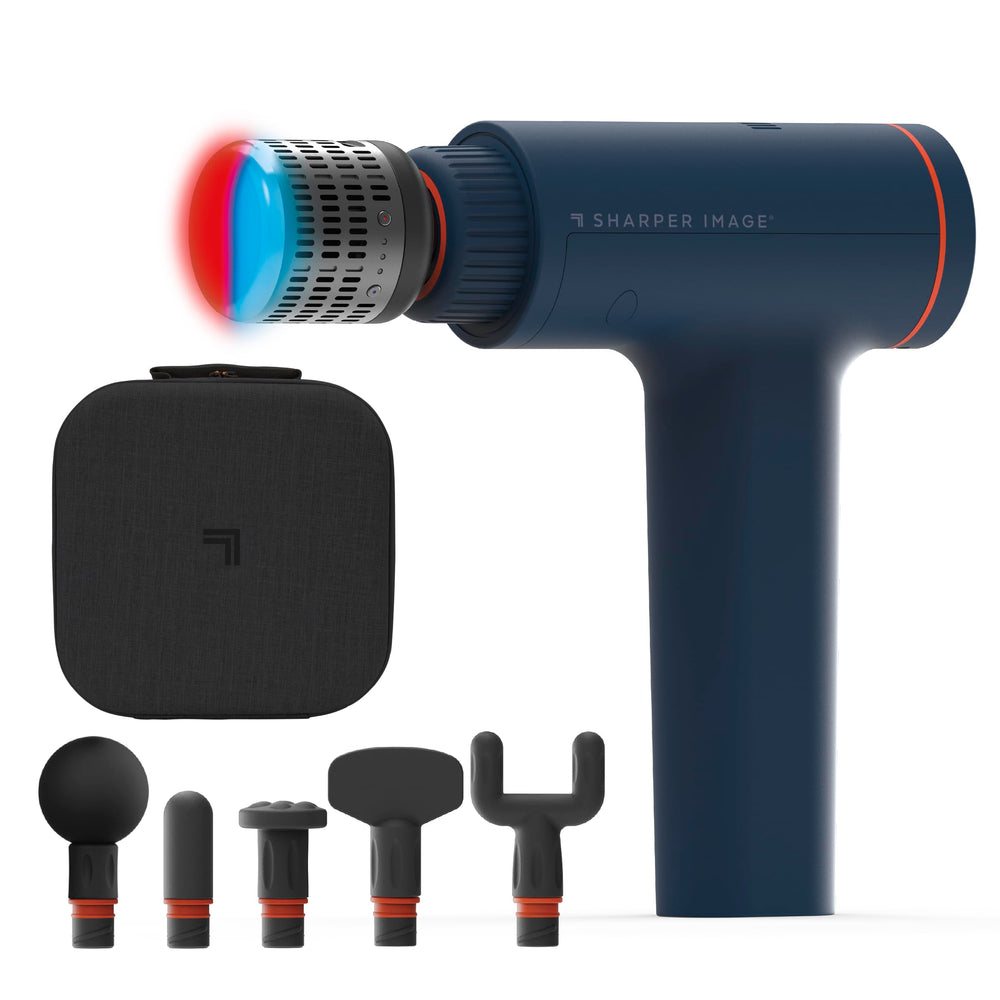 Sharper Image deep tissue massage gun blue for targeted muscle relief and recovery