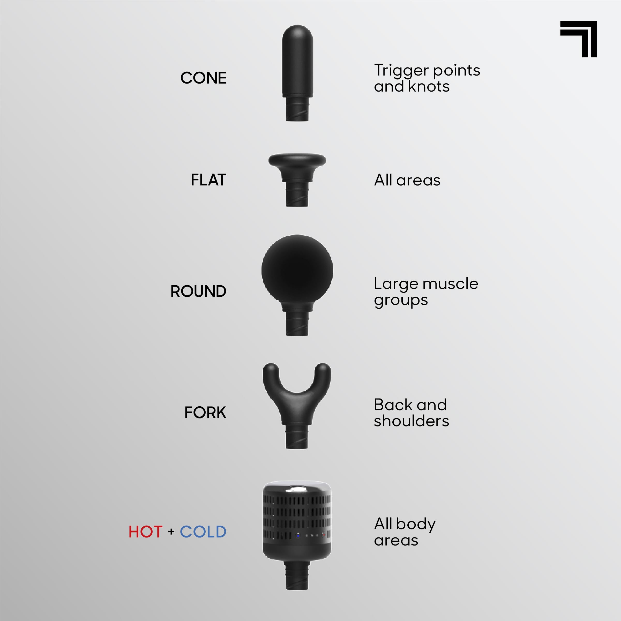 Sharper Image ergonomic grip provides comfortable control for precise deep tissue work.
