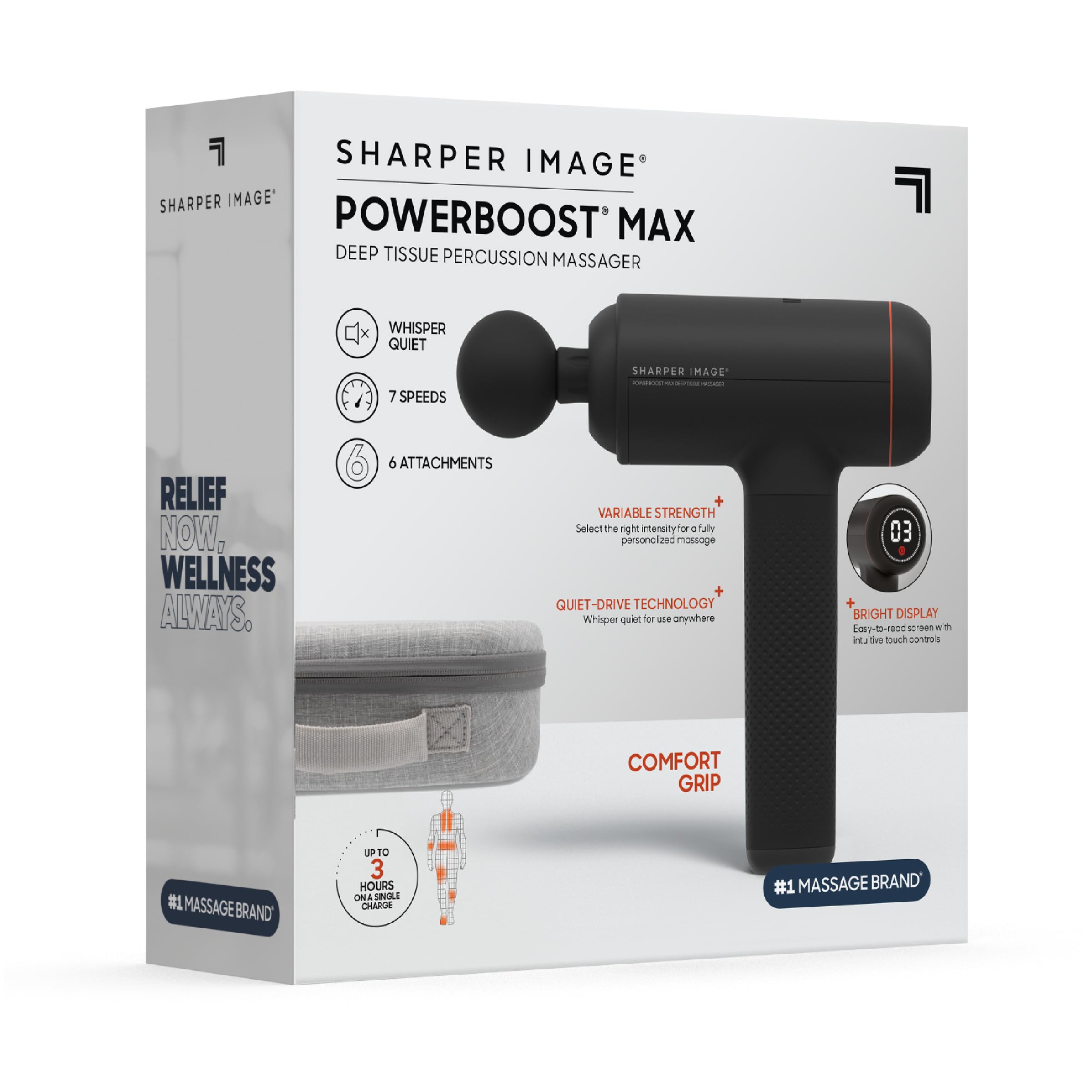 Powerboost Max USB-C charging with clear display for quick setup.