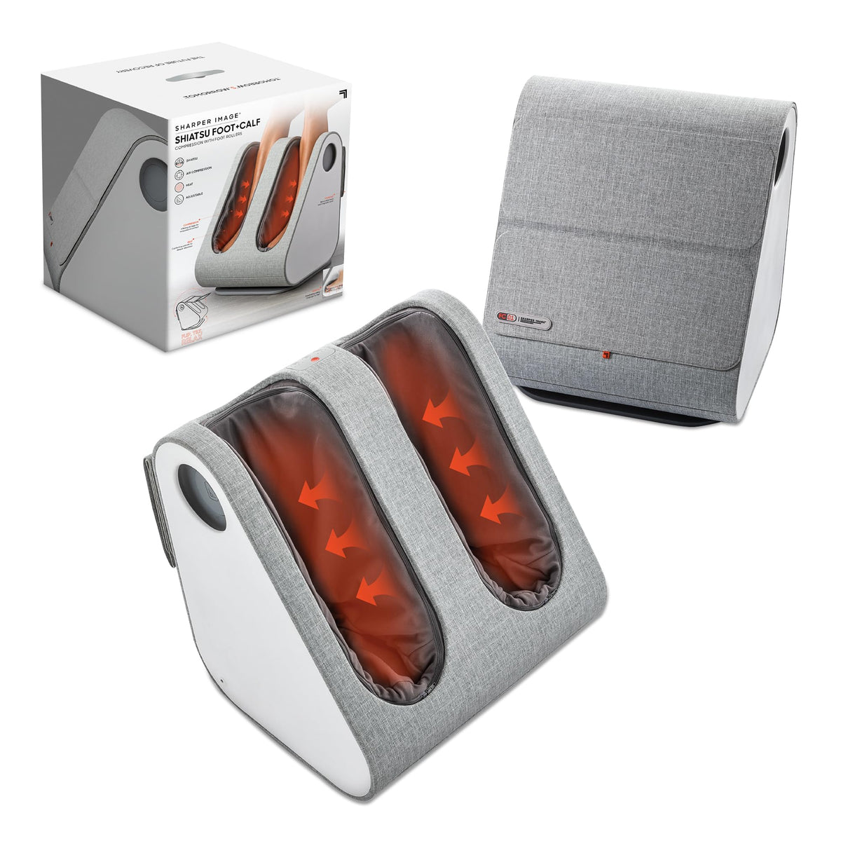 Sharper Image shiatsu foot-calf massager with deep-kneading rollers for tired feet
