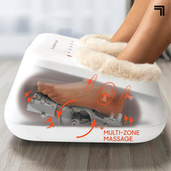 Sharper Image Shiatsu Luxe Foot Massager offers compression wrap for improved circulation.