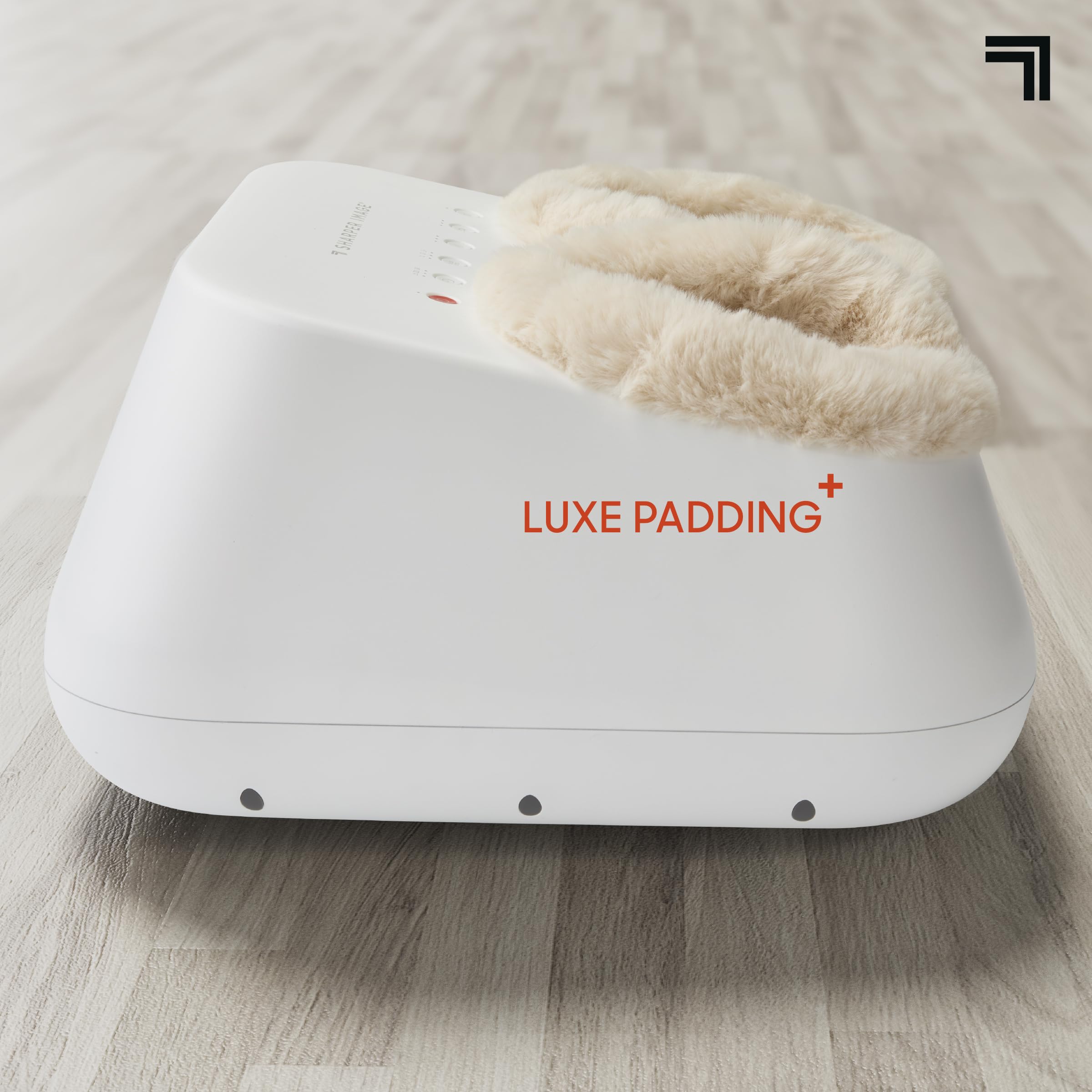 Sharper Image Shiatsu Luxe Foot Massager with removable liners for easy cleaning.