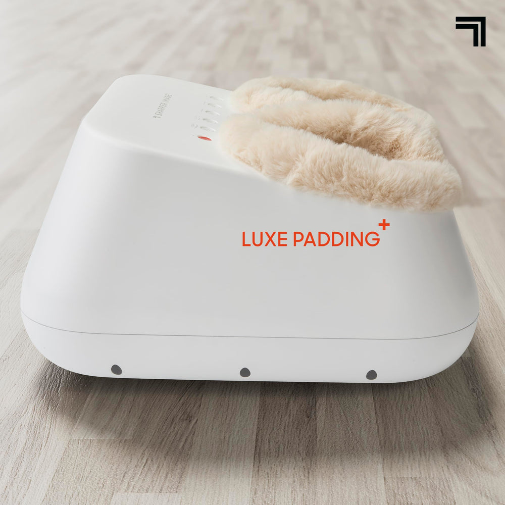 Sharper Image Shiatsu Luxe Foot Massager with removable liners for easy cleaning.