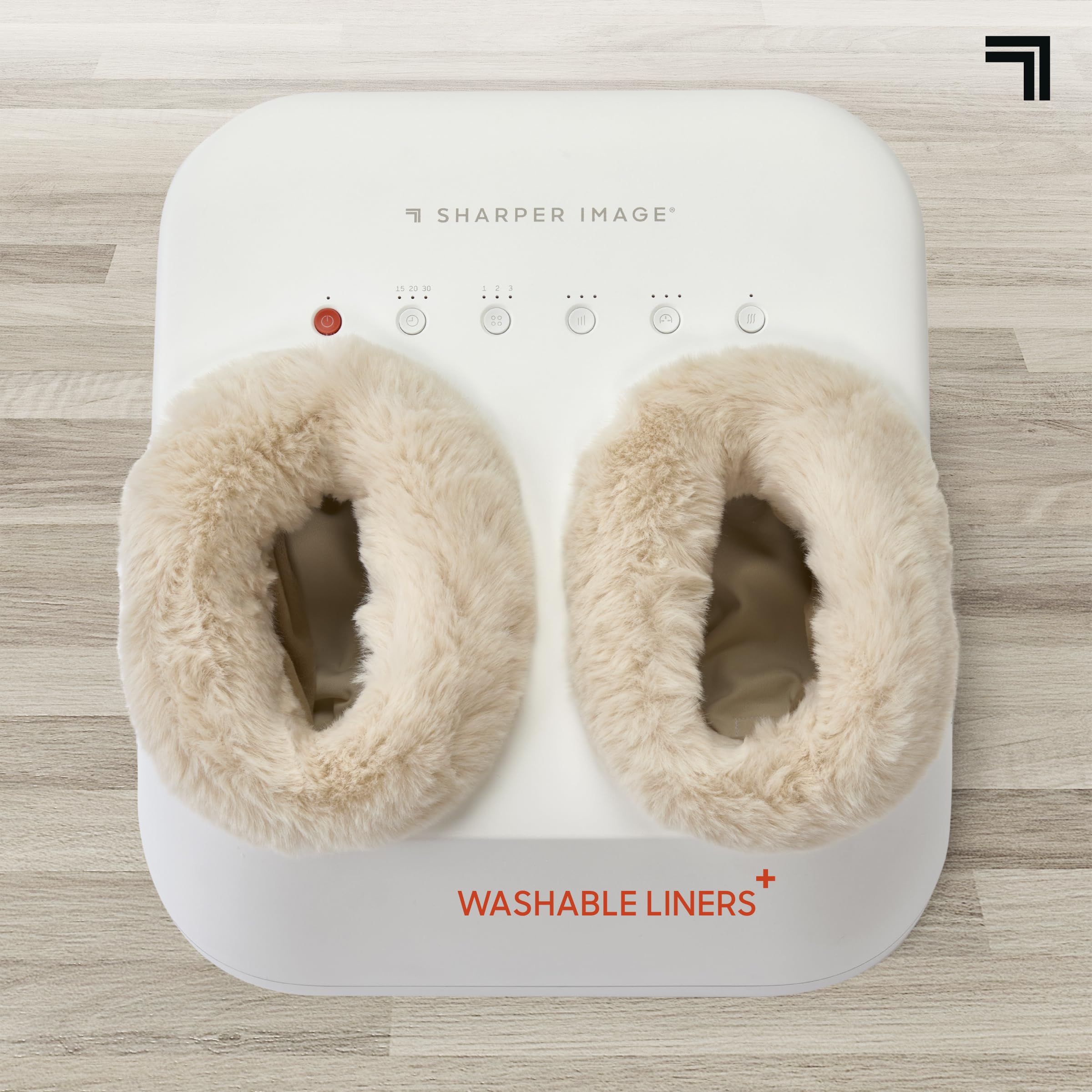 Sharper Image Shiatsu Luxe Foot Massager includes heat function for soothing warmth.