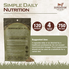 Shawneehaw Cattle liver supplement bottle back, nutrition details and ingredients.