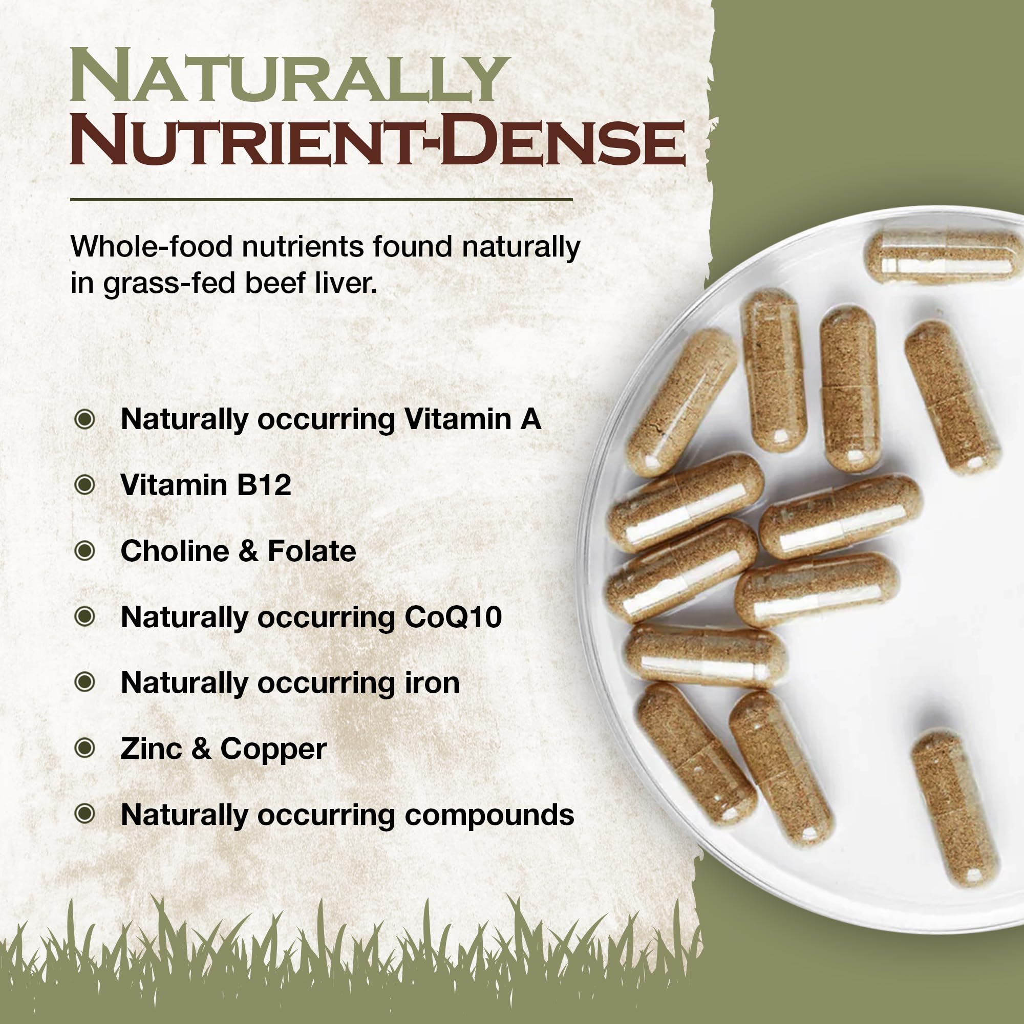 Shawneehaw Cattle liver capsules close-up showing dense nutrient content.