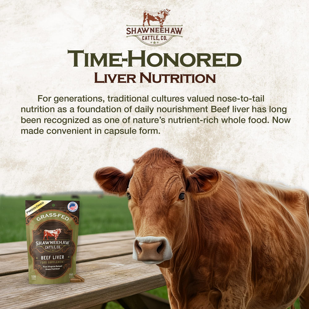 Shawneehaw Cattle liver supplement on a kitchen counter suggesting daily routine.