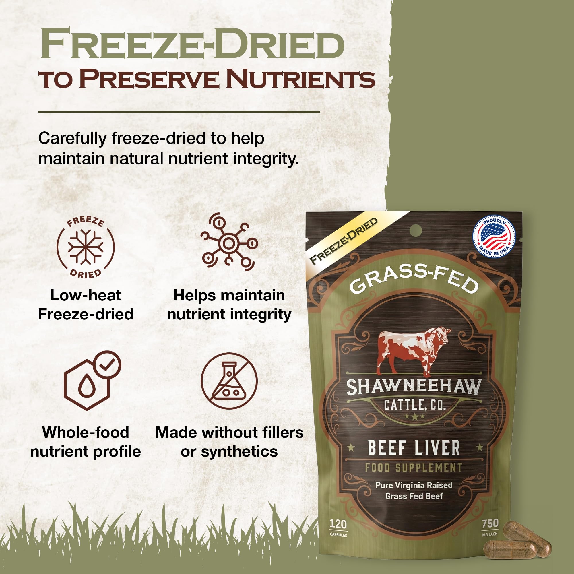Shawneehaw Cattle liver supplement grass-fed branding and natural sourcing.