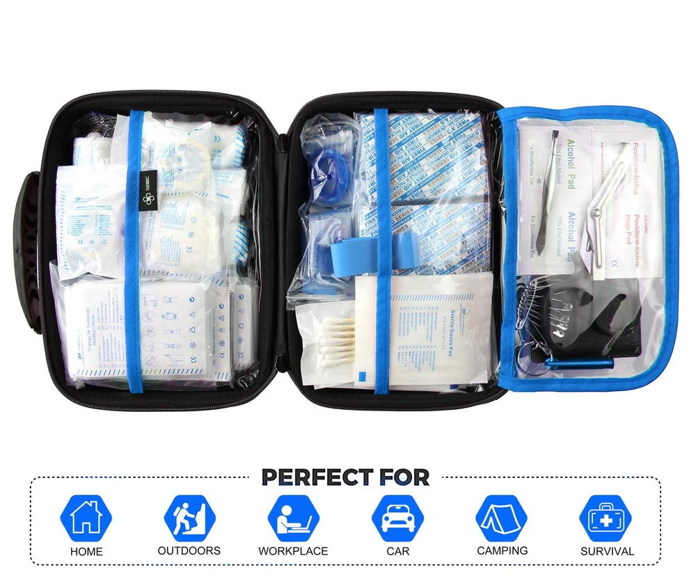 SHBC 228-piece contents open view highlights comprehensive supplies for quick emergencies.